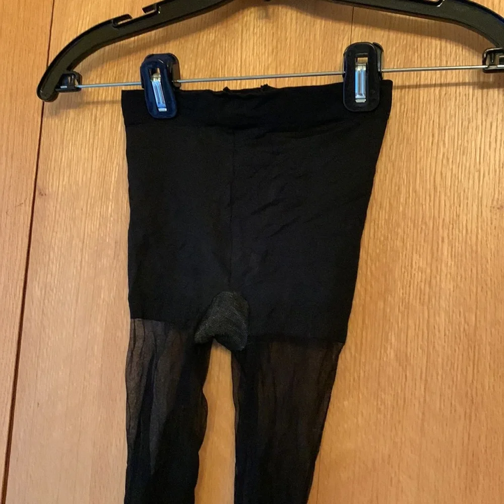 Jockey black sheer control top small tall pantyhose reinforced toe VGUC